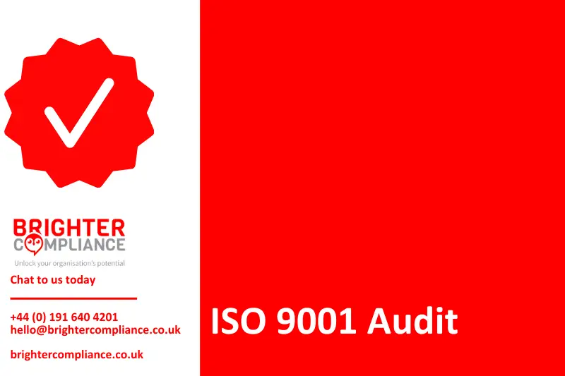 Feature image for ISO 9001 audit article with Brighter Compliance branding