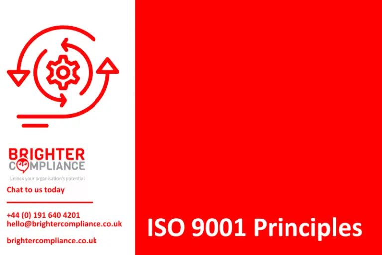 Feature image for ISO 9001 principles article by Brighter Compliance.